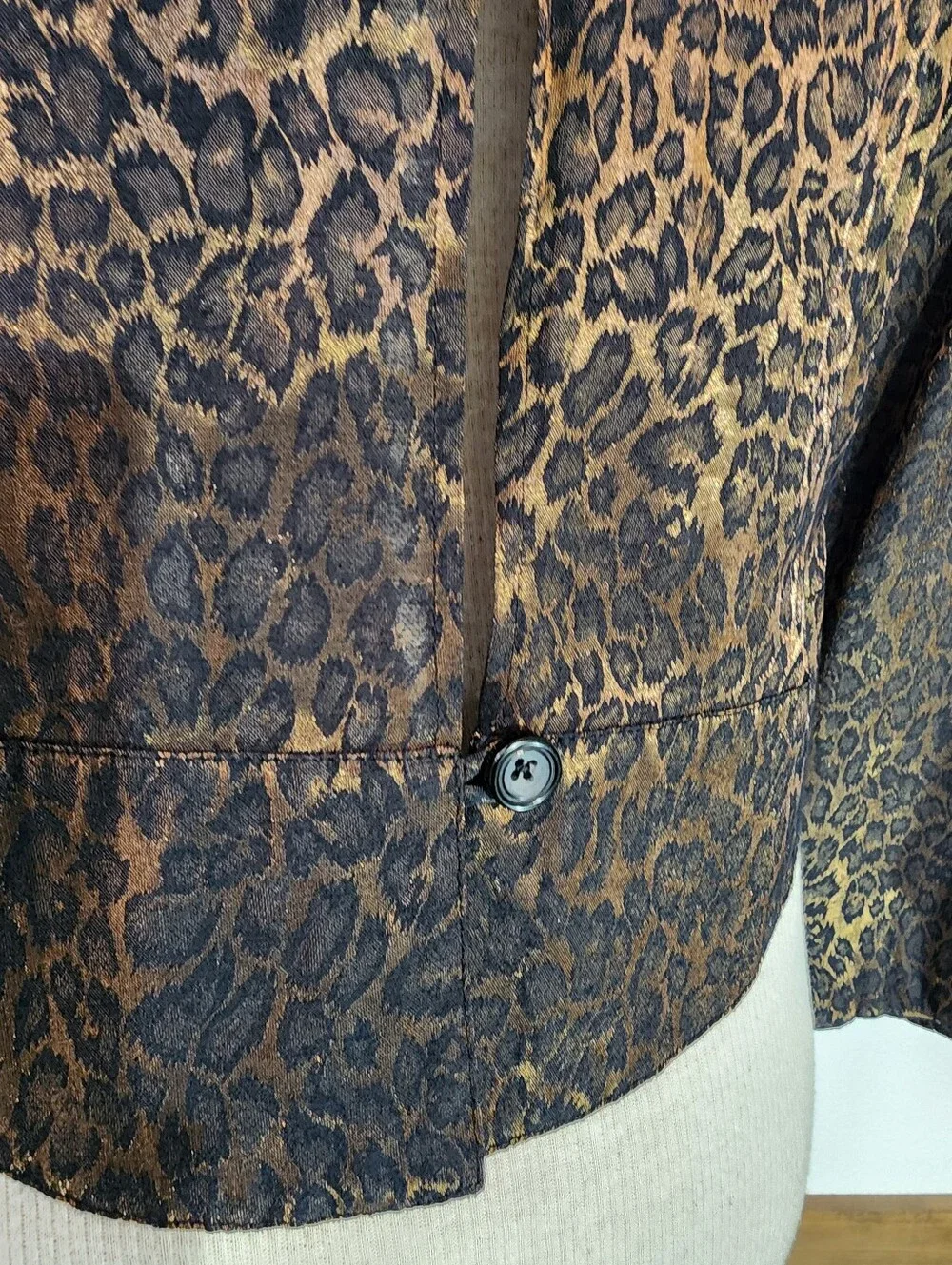 Sheri Martin Jacket Leopard Print Slit Back Button Down Vintage Brown Size 12P